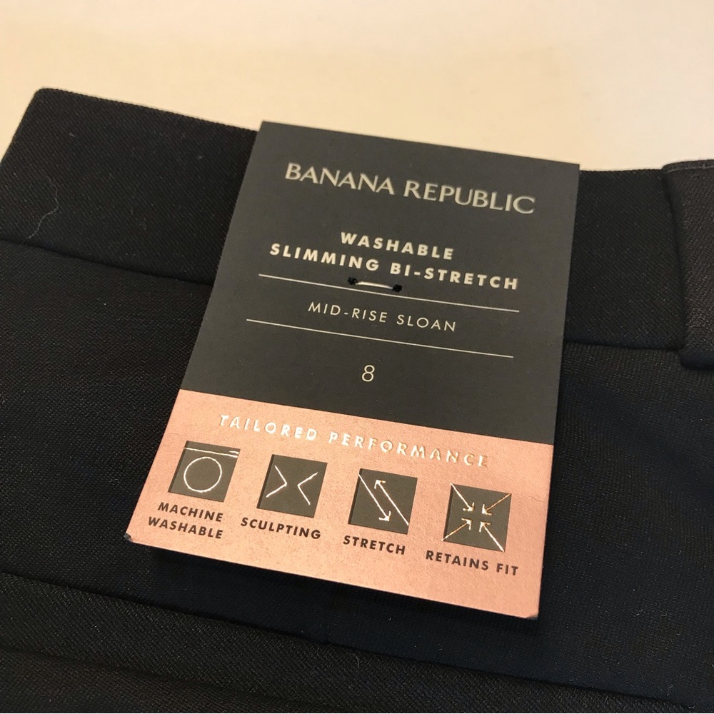 NWT Banana Republic Mid-rise Sloan Ankle Length Black Pants Size 8 $89. - Picture 5 of 9
